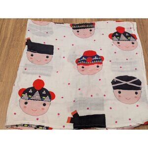 Pam Pam 100% Bamboo Swaddle Blanket 47x47" Cute Baby Faces Print White Multicolo